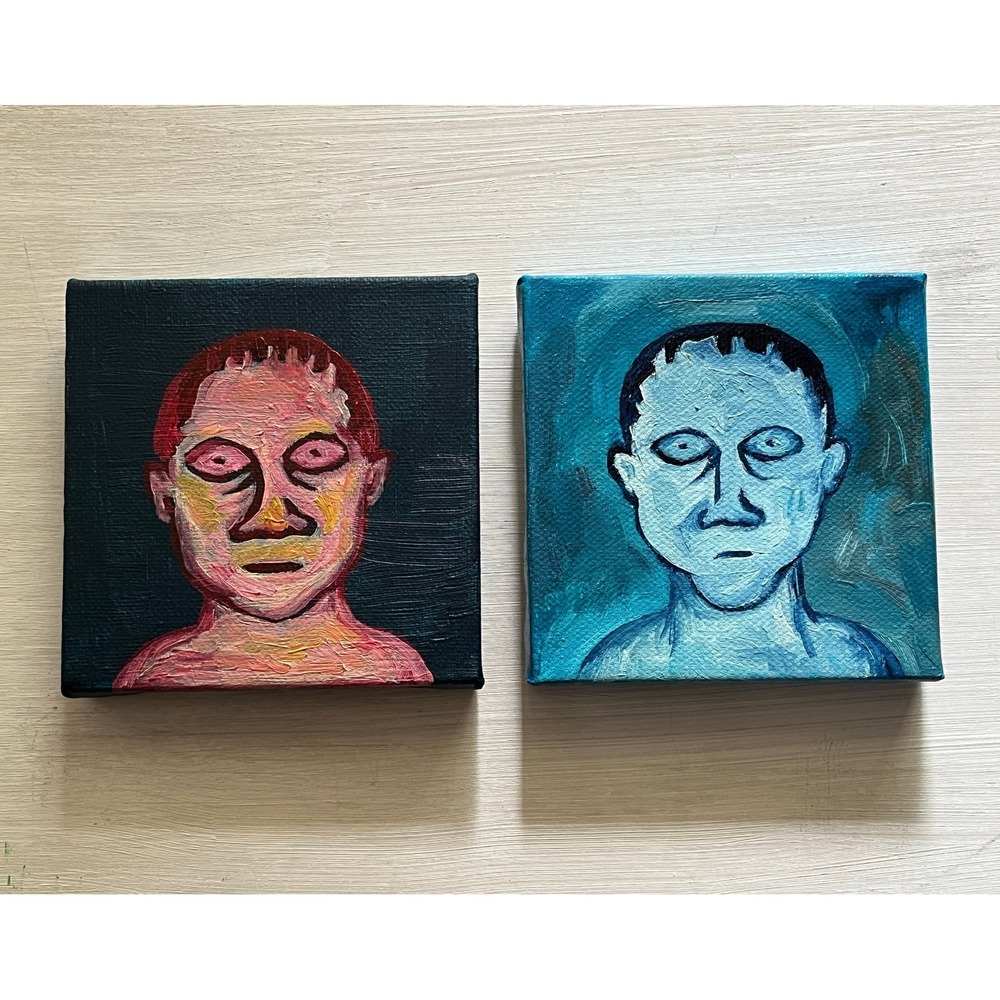 The Two Men - Oil Paintings Pair‎ Original ONE OF A KIND ooak portraits
